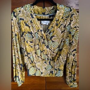 Athropologie Long Sleeve V-Neck Blouse Size S